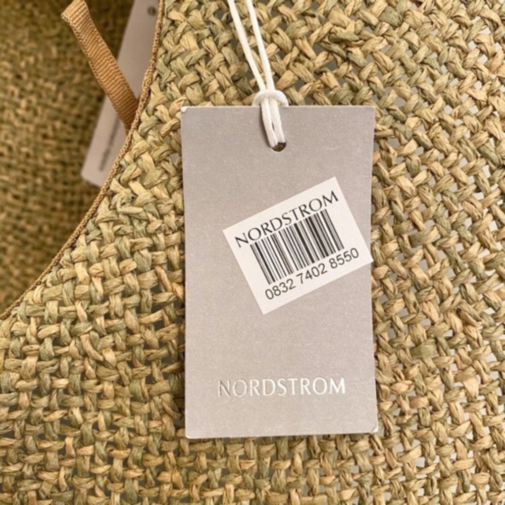 NEW Nordstrom Floppy Straw Sun Hat Natural Combo - Picture 5 of 10